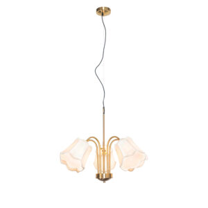 hanglampen Klassieke hanglamp messing met witte lampenkap Nona StofStaal Wit Wat een chique de De gezellige kapjes geven meteen fijne sfeer en in combinatie het