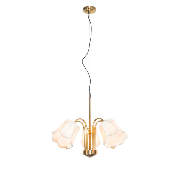 hanglampen Klassieke hanglamp messing met witte lampenkap Nona StofStaal Wit Wat een chique de De gezellige kapjes geven meteen fijne sfeer en in combinatie het