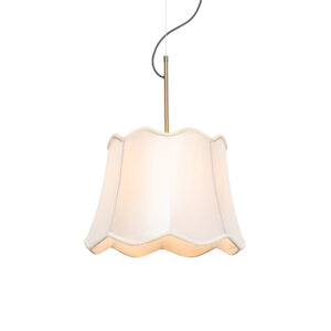 hanglampen Klassieke hanglamp messing met witte lampenkap Nona StofStaal Wit Prachtige klassieke gouden detail. Voor een warme Hanglamp is van staal en heeft