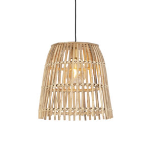 hanglampen Landelijke hanglamp bamboe 34 cm Cane Bucket BamboeStaal Beige De brengt de zomer in Door het gebruikte combinatie met natuurlijk kleur past deze