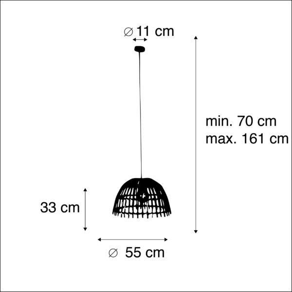 Landelijke hanglamp bamboe 55 cm - Cane Magna - Afbeelding 3