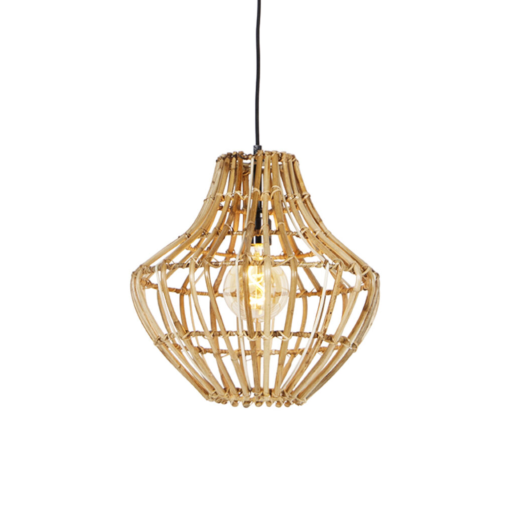 hanglampen Landelijke hanglamp bamboe 36 cm Canna BamboeStaal Naturel Haal natuurlijke sferen in huis met de Canna. Doordat hij gemaakt is van zwart staal het