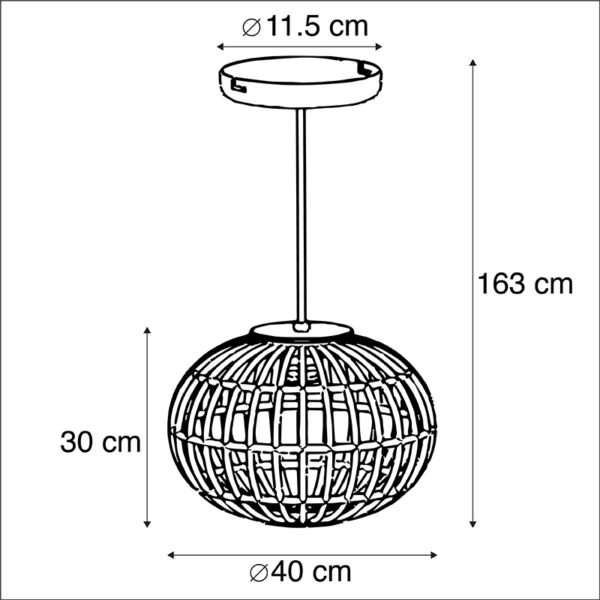 Landelijke hanglamp bamboe 40 cm - Canna - Afbeelding 3