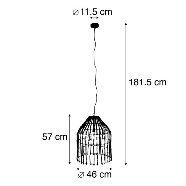 Landelijke hanglamp bamboe 57 cm - Canna - Afbeelding 3