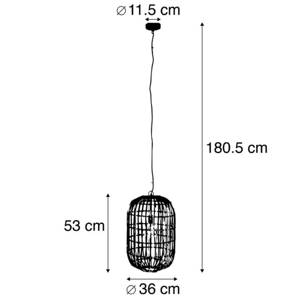 Landelijke hanglamp bamboe 53 cm - Canna - Afbeelding 3