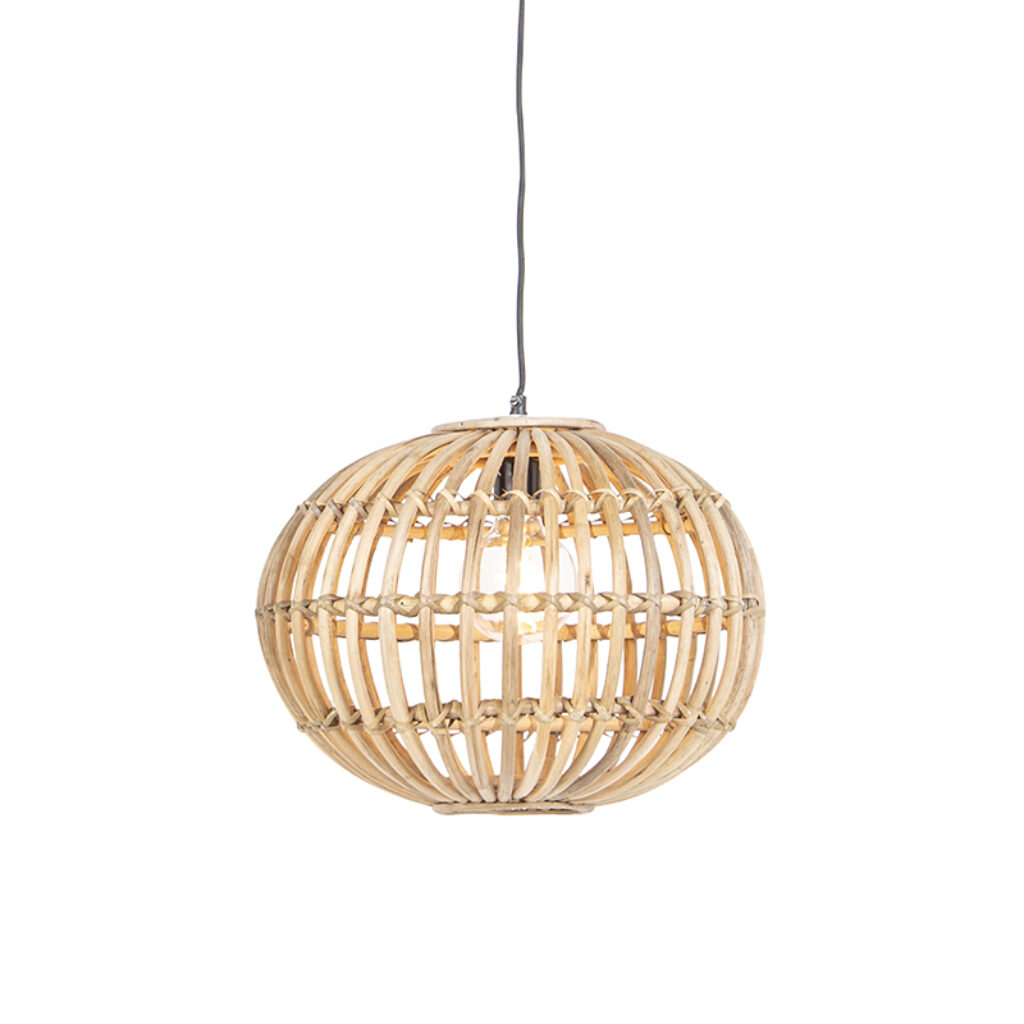 hanglampen Landelijke hanglamp bamboe 40 cm Canna BamboeStaal Naturel Een sfeervolle eyecatcher in Deze is een landelijke gemaakt van combinatie met staal. De