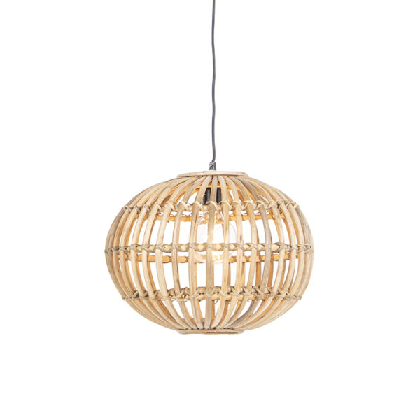 hanglampen Landelijke hanglamp bamboe 40 cm Canna BamboeStaal Naturel Een sfeervolle eyecatcher in Deze is een landelijke gemaakt van combinatie met staal. De