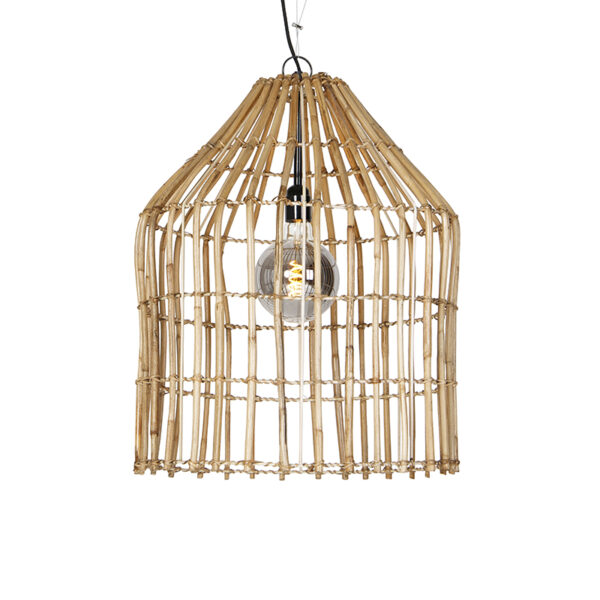 hanglampen Landelijke hanglamp bamboe 57 cm Canna BamboeStaal Naturel Met haal je een natuurlijke vibe in Deze heeft mooie open lampenkap wat zorgt voor