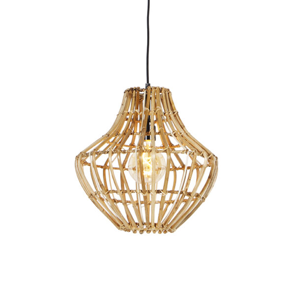hanglampen Landelijke hanglamp bamboe 36 cm Canna BamboeStaal Naturel Haal natuurlijke sferen in huis met de Canna. Doordat hij gemaakt is van zwart staal het