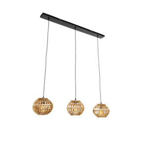 hanglampen Landelijke hanglamp bamboe langwerpig Canna BamboeStaal Naturel Rotan is een sfeervolle voor in de De houten details geven je interieur warme