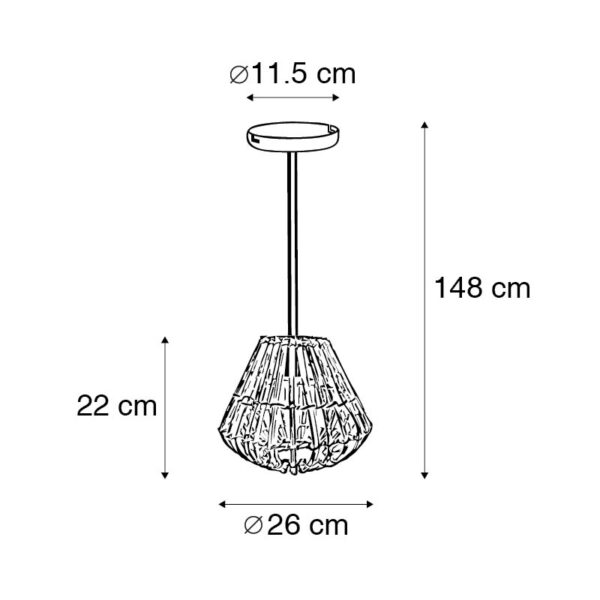 Landelijke hanglamp bamboe met wit - Canna Diamond - Afbeelding 3
