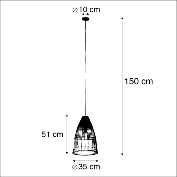 Landelijke hanglamp bamboe en wit - Bamboo - Afbeelding 3