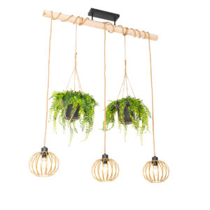 hanglampen Landelijke hanglamp goud met hout Yura HoutStaalTouw Zwart Plant eruit lamp Zeker niet Yura. Deze geeft je de optie om te genieten van gezellig licht