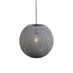 hanglampen Landelijke Hanglamp grijs 35 cm Corda StaalPapier Grijs De is een schitterende hanglamp die de combinatie van hout en metaal optimaal gebruikt. Door