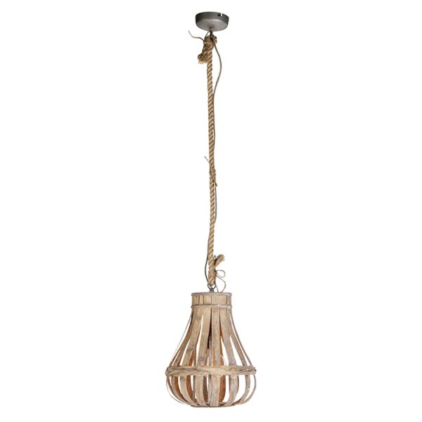 Landelijke hanglamp hout met touw 34cm - Excalibur - Afbeelding 2