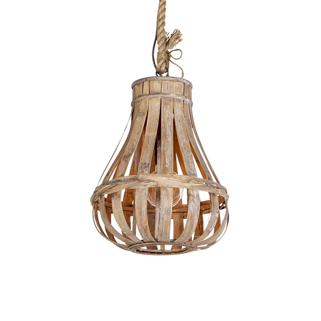 hanglampen Landelijke hanglamp hout met touw 34cm Excalibur HoutTouw Bruin Een landelijke deze Daarom prachtig in jouw landelijk interieur. Hij heeft een