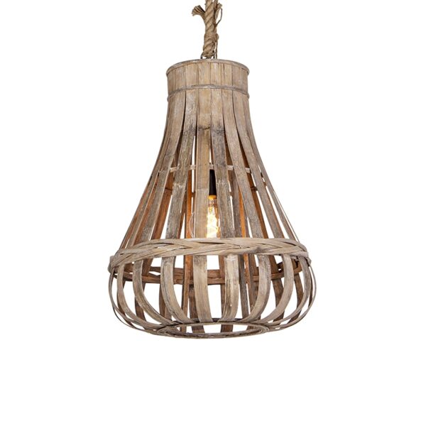 hanglampen Landelijke hanglamp hout met touw 42cm Excalibur HoutTouw Bruin Een landelijke deze Daarom prachtig in jouw landelijk interieur. Hij heeft een