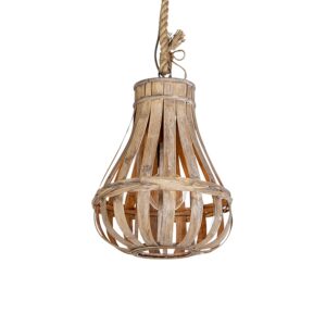 hanglampen Landelijke hanglamp hout met touw 34cm Excalibur HoutTouw Bruin Een landelijke deze Daarom prachtig in jouw landelijk interieur. Hij heeft een