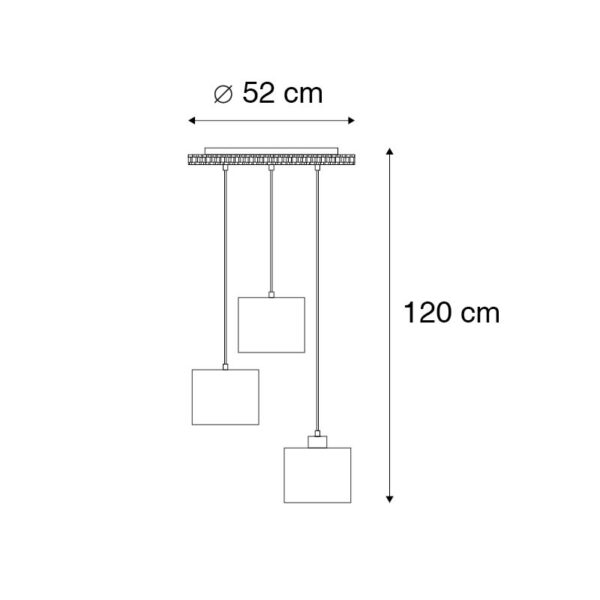 Landelijke hanglamp hout met witte kap rond 3-lichts - Oriana - Afbeelding 3