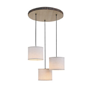 hanglampen Landelijke hanglamp hout met witte kap rond Oriana KunststofStaal Bruin Geef jouw interieur een landelijke touch de Hij is gemaakt van kunststof