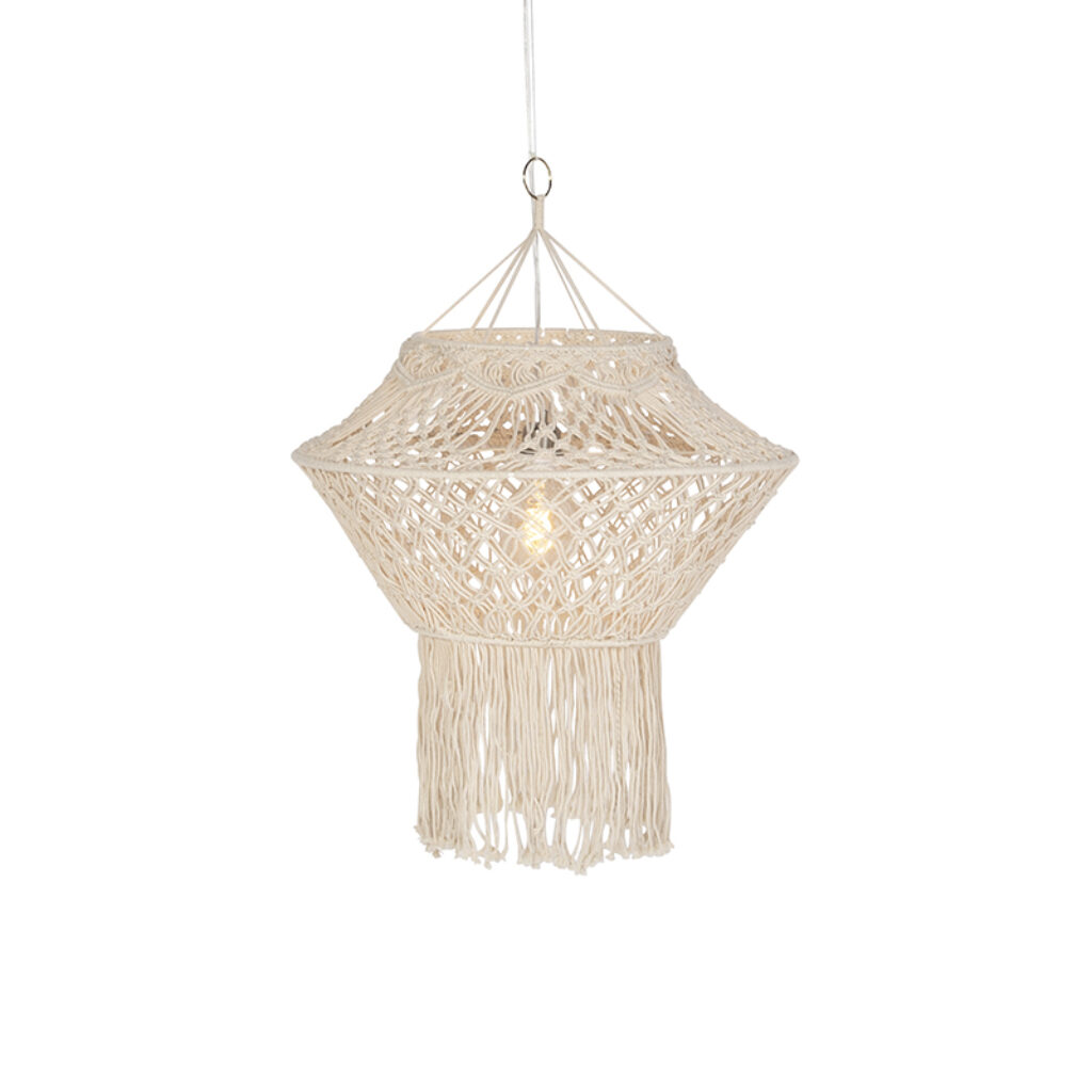hanglampen Landelijke hanglamp 90 cm Macra Touw Beige Breng de natuur in huis met deze De beige kap is gemaakt van touw en zorgt voor een mooi lichteffect aan