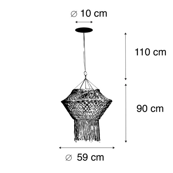 Landelijke hanglamp macramé 90 cm - Macra - Afbeelding 3
