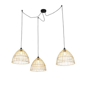 hanglampen Landelijke hanglamp met 3 rotan kappen Cava RotanStaal Beige De is een stijlvolle basic hanglamp. Met deze beschik je over drie lampen die elkaar