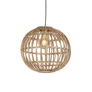 hanglampen Landelijke hanglamp naturel bamboe Cane Ball 50 BamboeStaal Beige Breng de zomer in huis met hanglamp. Door het gebruikte combinatie natuurlijk kleur