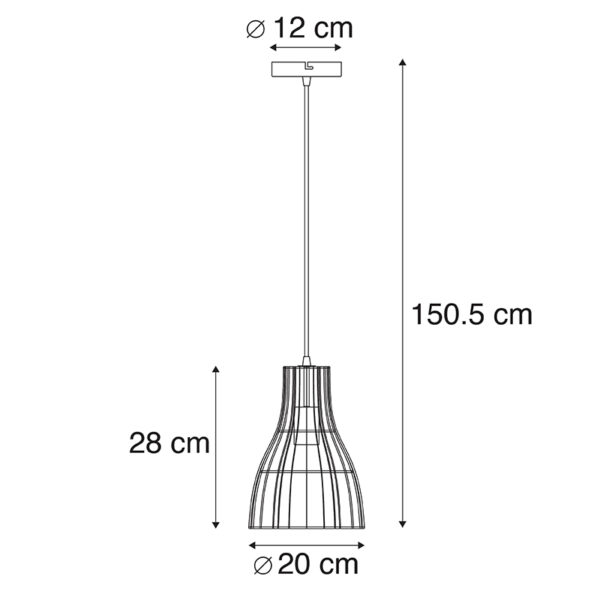 Landelijke hanglamp rotan 20 cm - Botello - Afbeelding 3