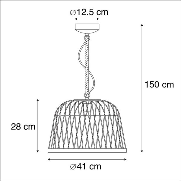 Landelijke hanglamp rotan - Calamus - Afbeelding 3