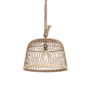 hanglampen Landelijke hanglamp rotan Calamus RotanStaal Beige Het materiaal in en de ronde vorm maken deze echt speciaal helemaal hip. opengewerkte het touw