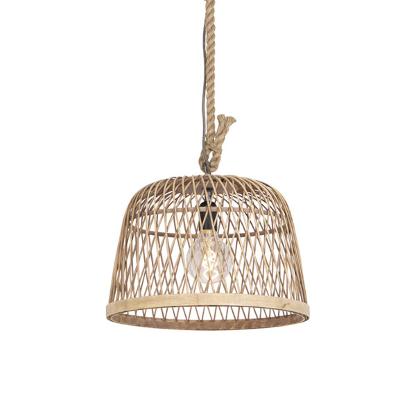hanglampen Landelijke hanglamp rotan Calamus RotanStaal Beige Het materiaal in en de ronde vorm maken deze echt speciaal helemaal hip. opengewerkte het touw
