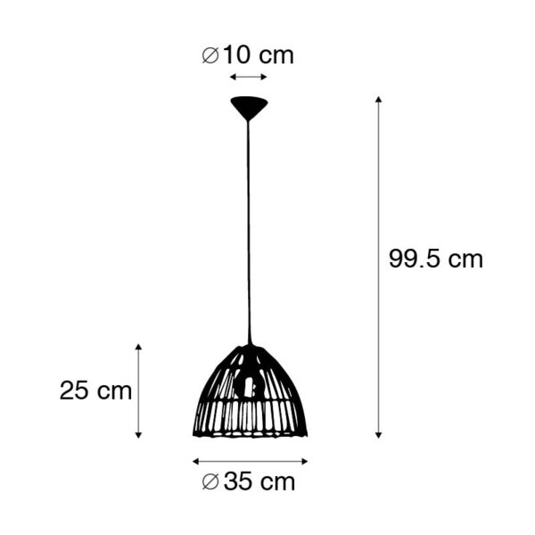 Landelijke hanglamp rotan 35 cm - Magna - Afbeelding 3