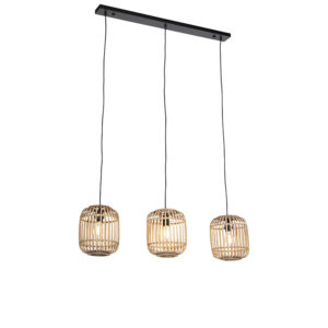 hanglampen Landelijke hanglamp rotan Manila RotanStaal Beige Deze driekoppige is een echte toevoeging aan jouw Het materiaal in en de ronde vormen maken deze