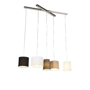 hanglampen Landelijke hanglamp staal Hermina StaalStof Staal Hou jij van een lekker speels en landelijk Dan is de perfecte match. De vijf verschillende kappen