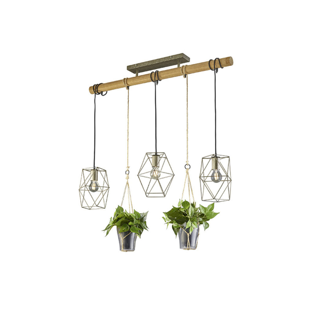 hanglampen Landelijke hanglamp staal met hout Sarah StaalGlasHout Staal Hanglamp past heel goed bij een landelijk interieur. De Organic Nature stijl zie je