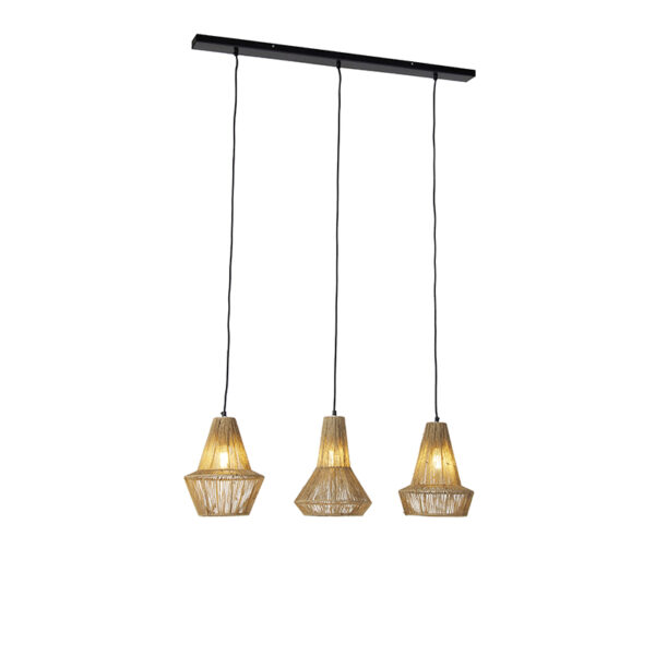 hanglampen Landelijke hanglamp touw langwerpig Jenthe TouwStaal Naturel Haal natuurlijke materialen in huis met deze landelijke hanglamp. is gemaakt van staal