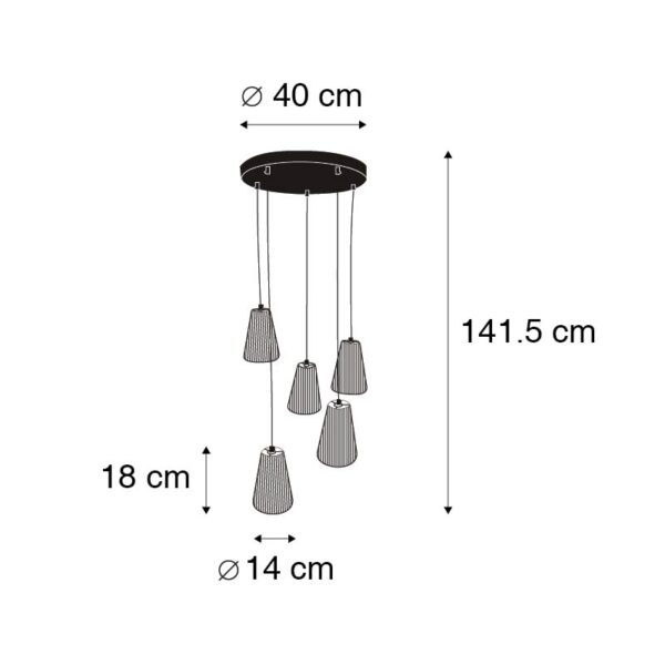 Landelijke hanglamp touw 5-lichts - Marrit - Afbeelding 3