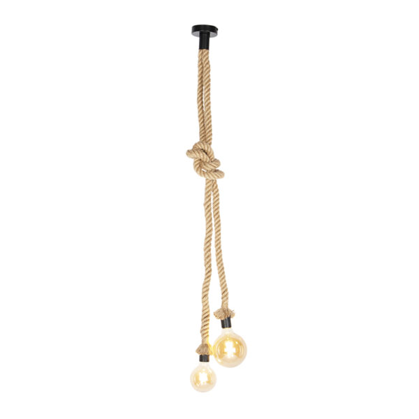Landelijke hanglamp van touw 2-lichts - Ropa - Afbeelding 2