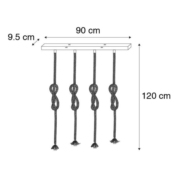 Landelijke hanglamp van touw 4-lichts - Ropa - Afbeelding 3