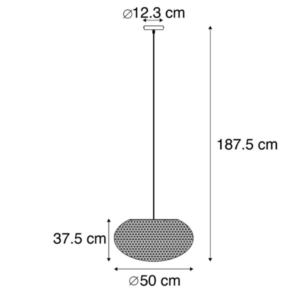 Landelijke hanglamp wit 50 cm - Corda Flat - Afbeelding 3