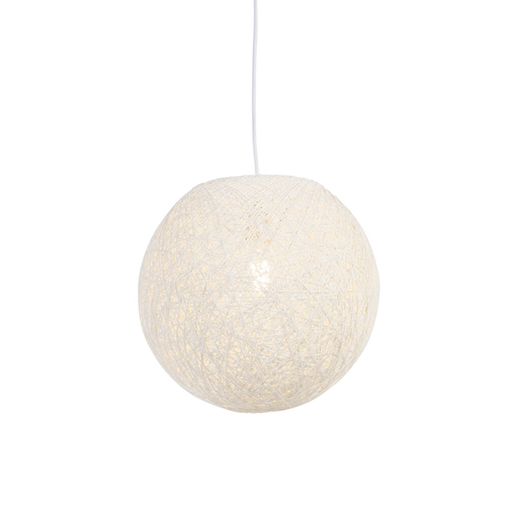 hanglampen Landelijke hanglamp wit 35 cm Corda Papier Wit Voor een geweldig sfeerlicht in huis is deze lamp de beste De bol gemaakt van tot touw geweven papier