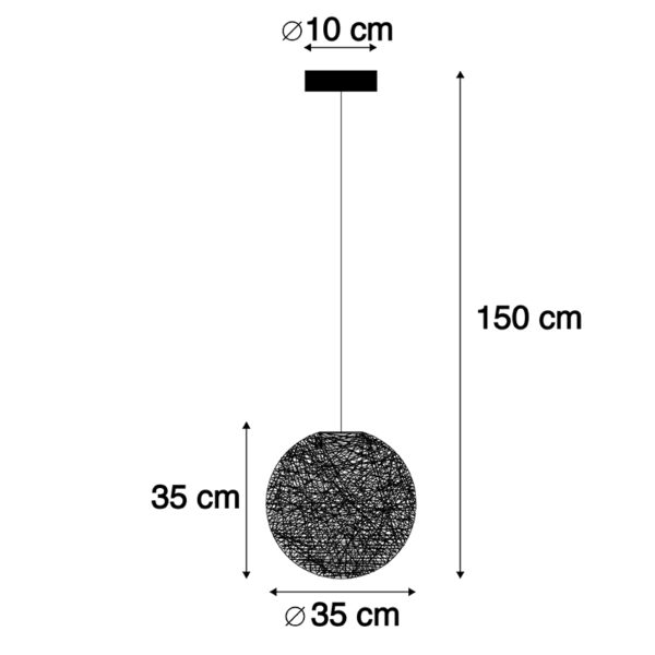 Landelijke hanglamp wit 35 cm - Corda - Afbeelding 3