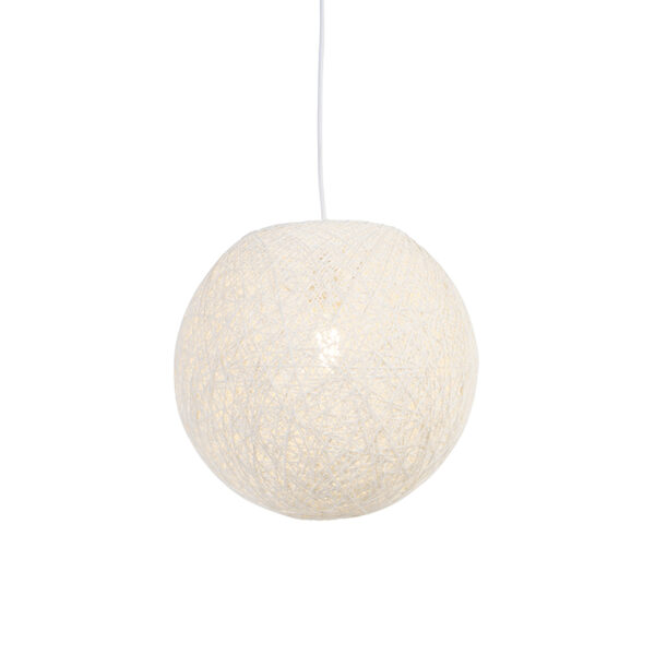 hanglampen Landelijke hanglamp wit 35 cm Corda Papier Wit Voor een geweldig sfeerlicht in huis is deze lamp de beste De bol gemaakt van tot touw geweven papier