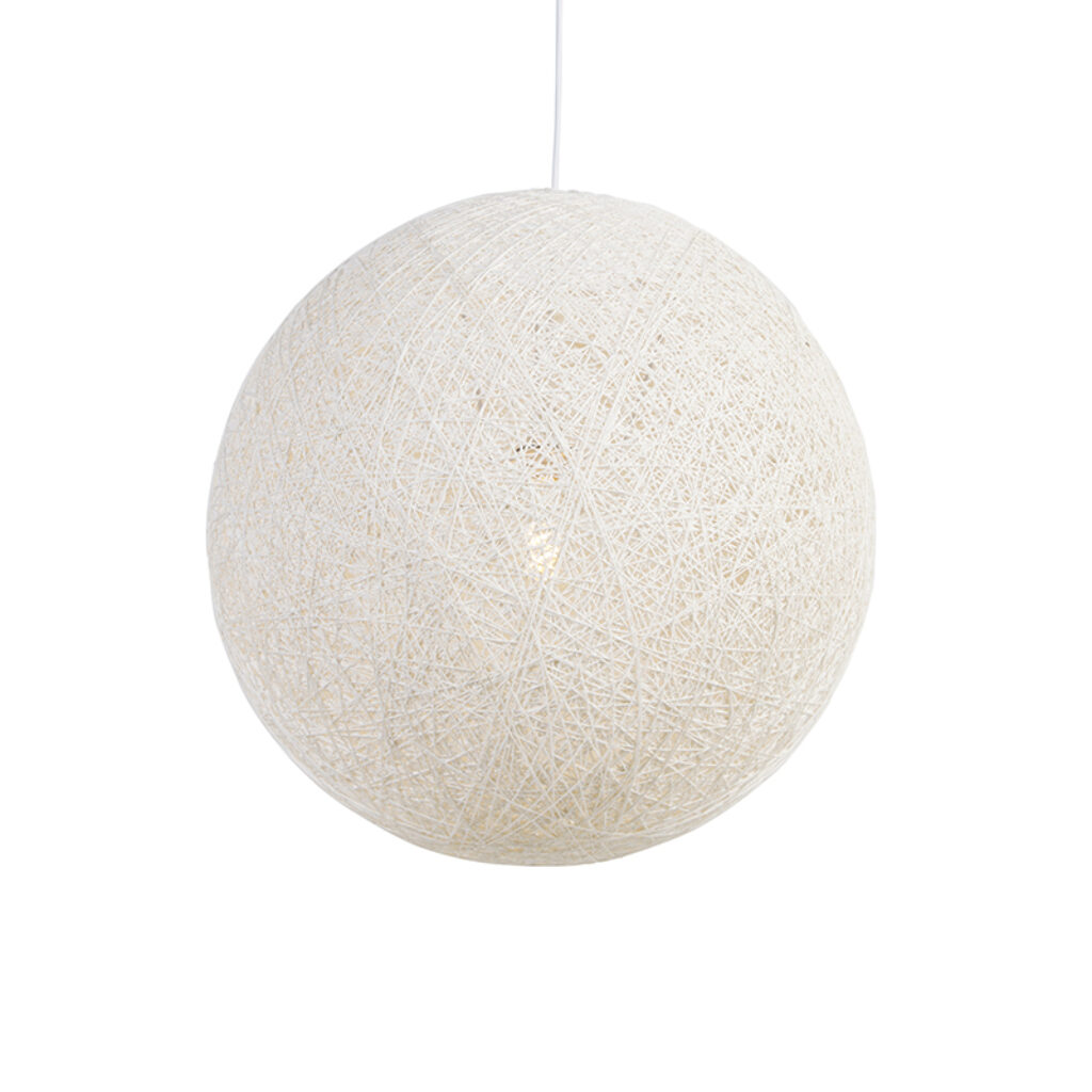 hanglampen Landelijke hanglamp wit 60 cm Corda PapierStaal Wit Geef je woning een luchtige en frisse uitstraling met de ronde hanglamp. De bol is gemaakt van