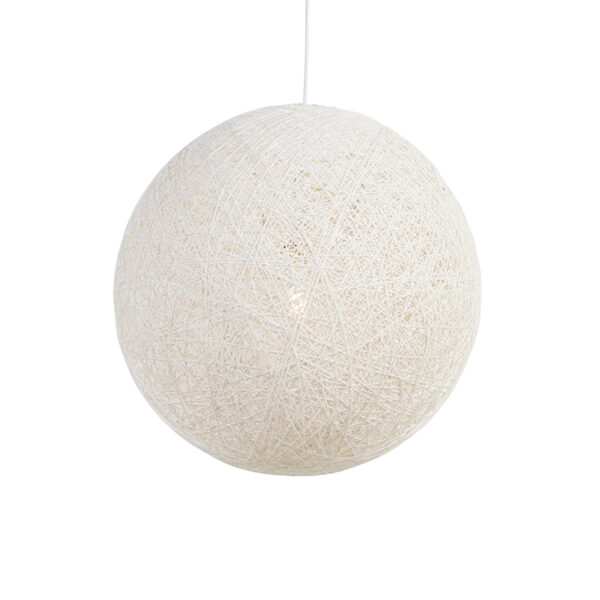 hanglampen Landelijke hanglamp wit 60 cm Corda PapierStaal Wit Geef je woning een luchtige en frisse uitstraling met de ronde hanglamp. De bol is gemaakt van