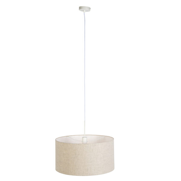 Landelijke hanglamp wit met beige kap 50 cm - Combi 1 - Afbeelding 2