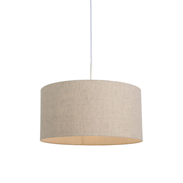 hanglampen Landelijke hanglamp wit met beige kap 50 cm Combi 1 MetaalStof Beige Een landelijke eyecatcher in huis deze 1. De combinatie van de en witte zorgt