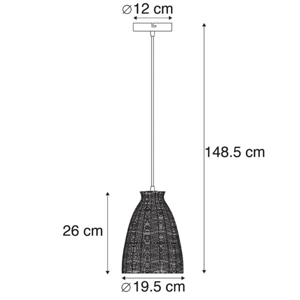 Landelijke hanglamp wit met rotan 20 cm - Burn Rattan - Afbeelding 3