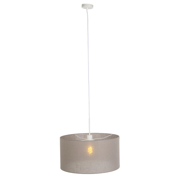 Landelijke hanglamp wit met taupe kap 50 cm - Combi 1 - Afbeelding 2